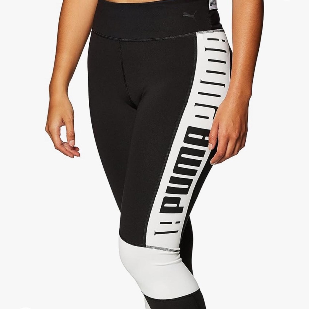 PUMA Women’s High Rise Black and White Train Leggings 7/8 fits size small